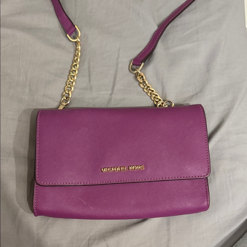 Michael Kors Violet Crossbody Bag with Gold Chain